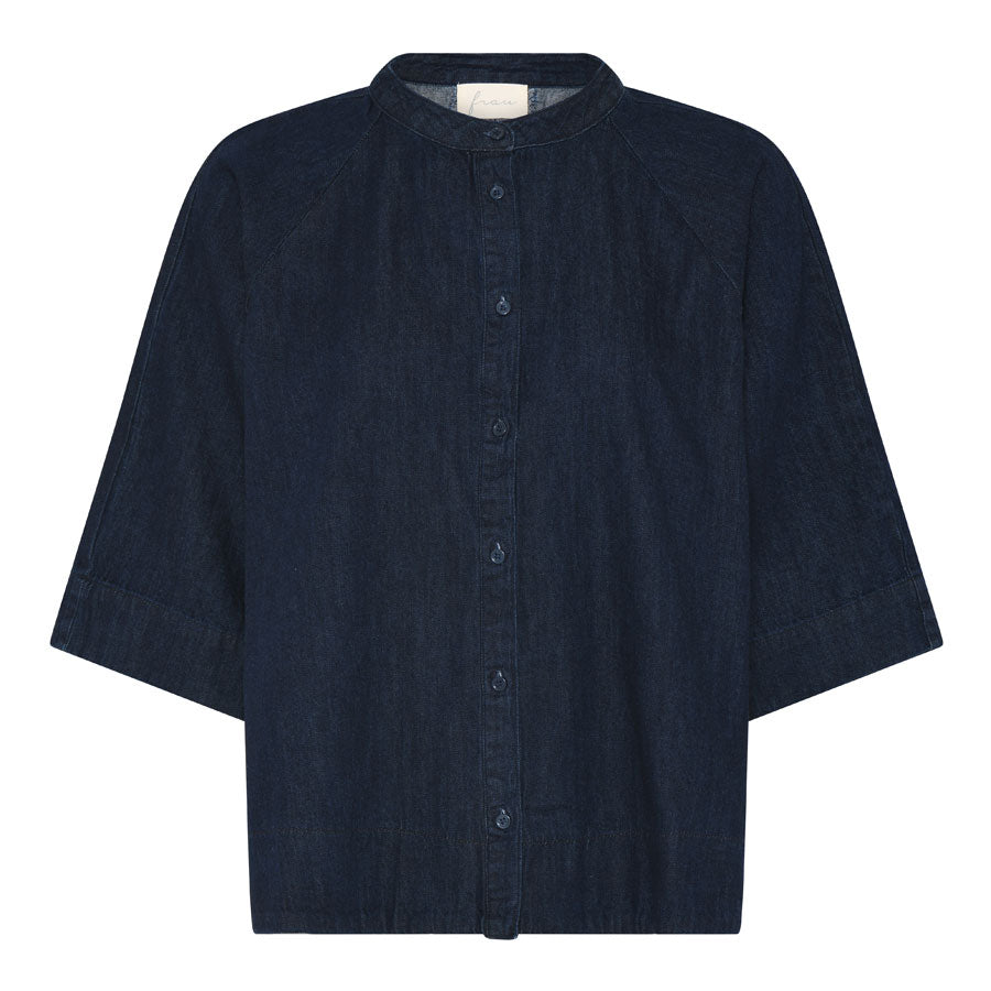 ABU DHABI 3/4 SHORT DENIM TOP, DARK BLUE