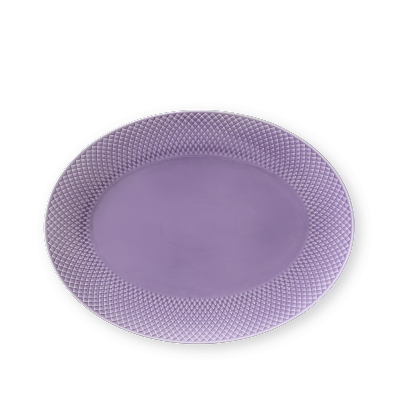 LYNGBY PORCELÆN RHOMBE COLOR, OVALT SERVERINGSFAD 35 CM, LYS LILLA