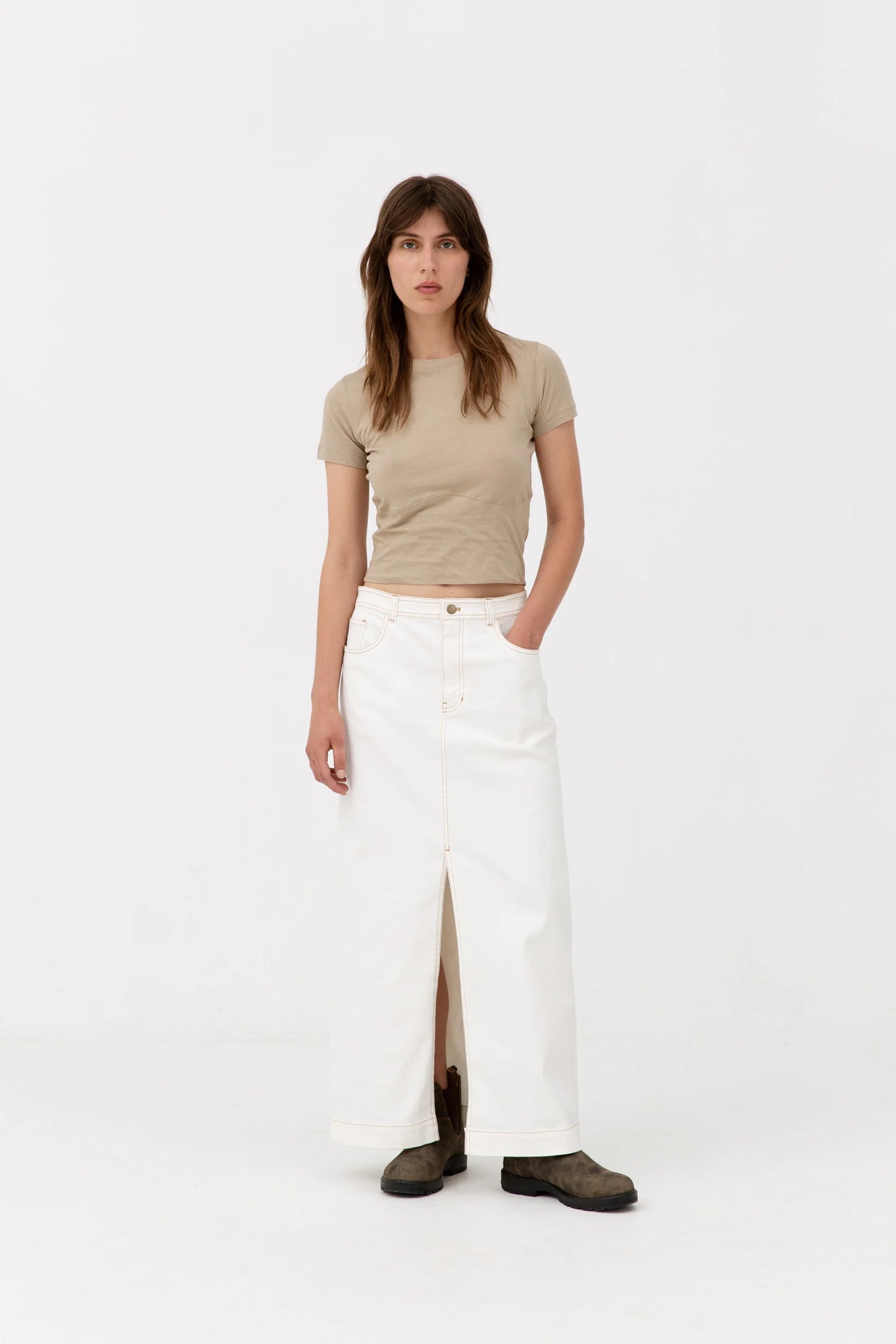 CLASSIC JEANS SKIRT CREAM WHITE