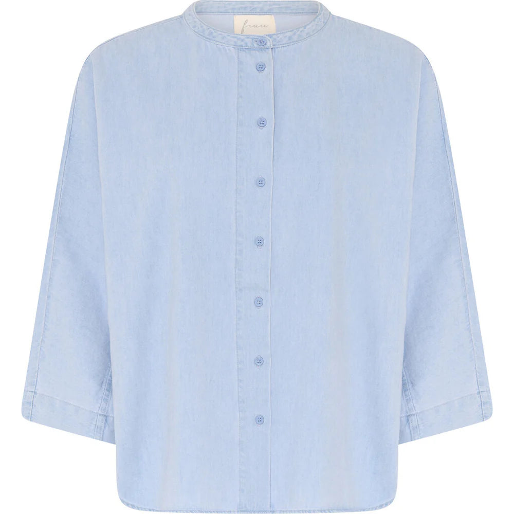 Seoul kort denim skjorte - Light blue denim