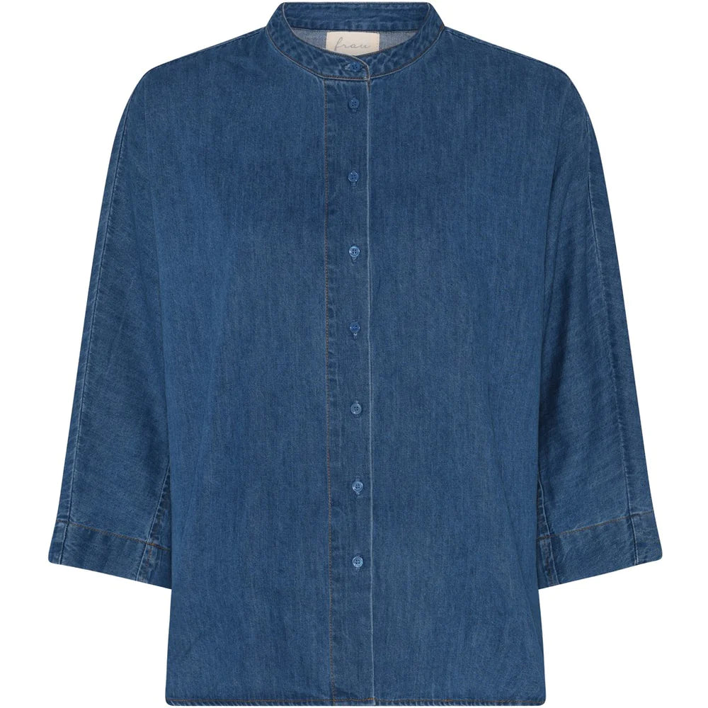 Seoul kort denim skjorte - Clear blue denim